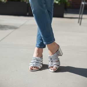 Rachel Zoe Metallic Silver Heels